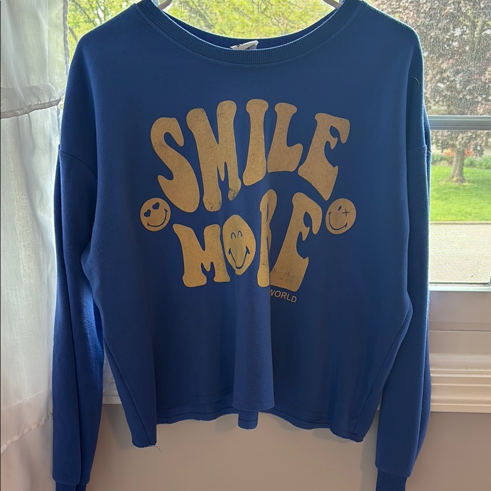Blue and Gold Graphic Relaxed Sweatshirt